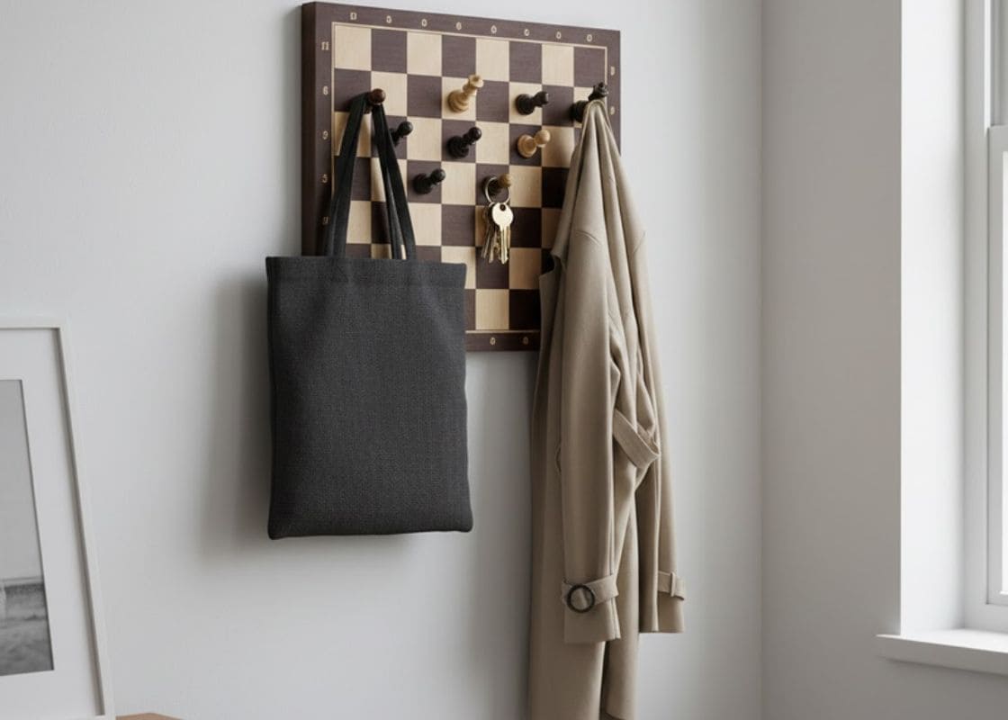 How I Turned an Old Chess Board Into a Wall Rack